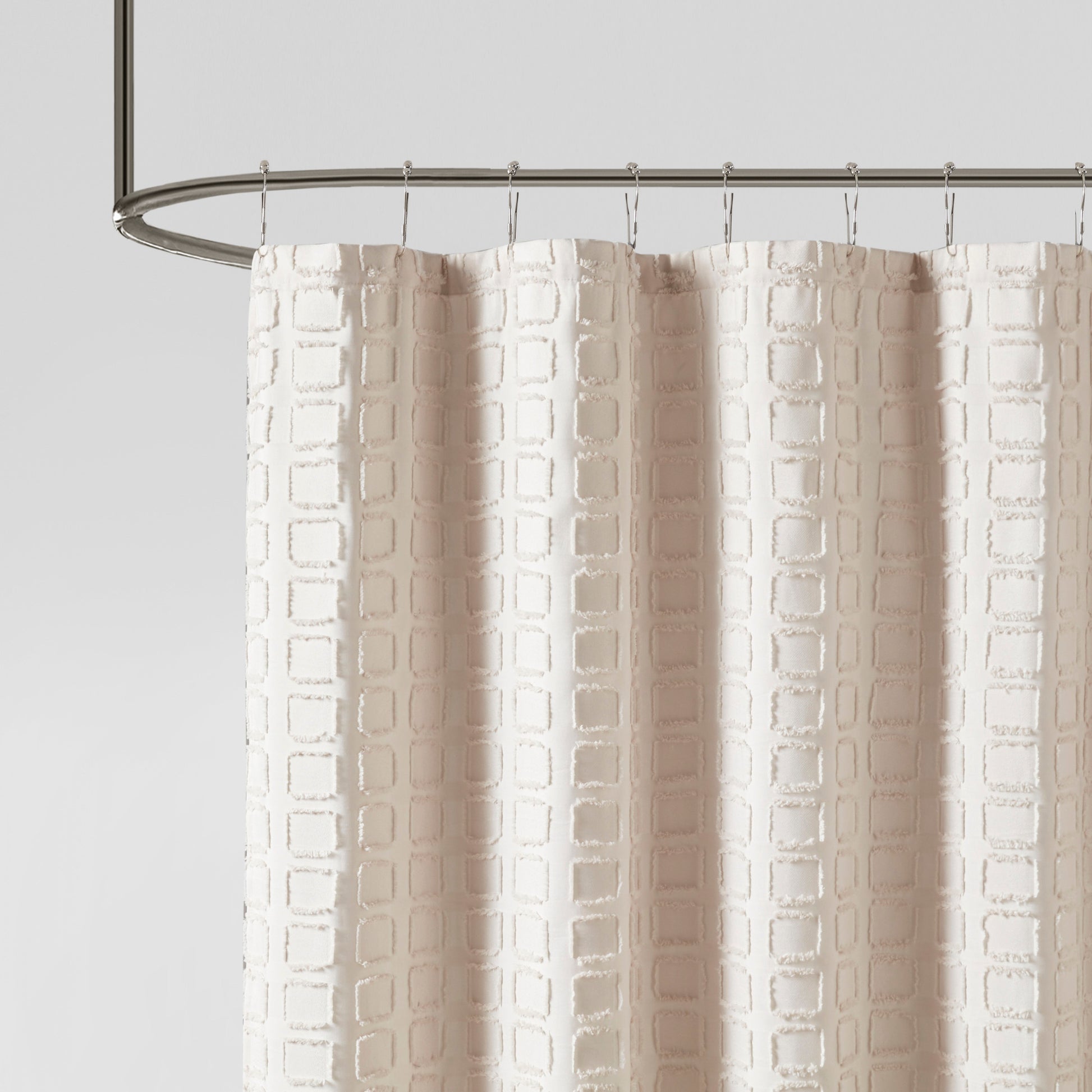 Madison Park Woven Clipped Solid Shower Curtain