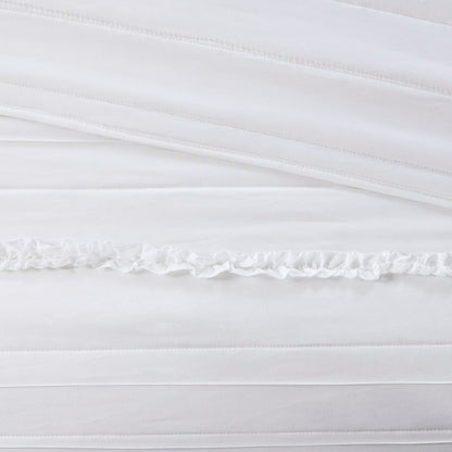 Madison Park 4 Piece Microfiber Reversible Ruffle Quilt Set with Throw Pillow