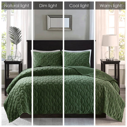 Madison Park 3 Piece Velvet Quilt Set