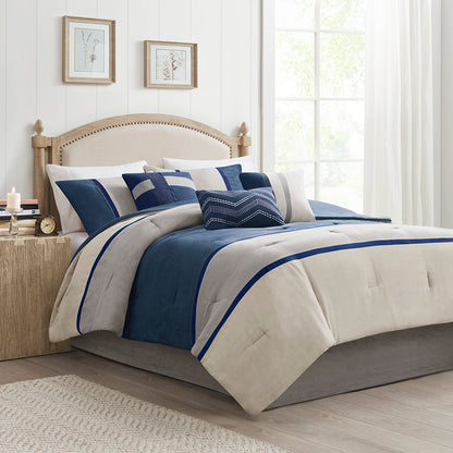 Madison Park 7 Piece Faux Suede Comforter Set