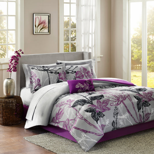 Madison Park Essentials 7 Piece Comforter Set with Cotton Bed Sheets