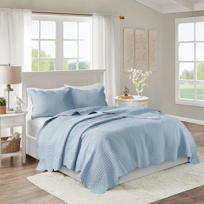 Madison Park 3 Piece Reversible Scalloped Edge Quilt Set