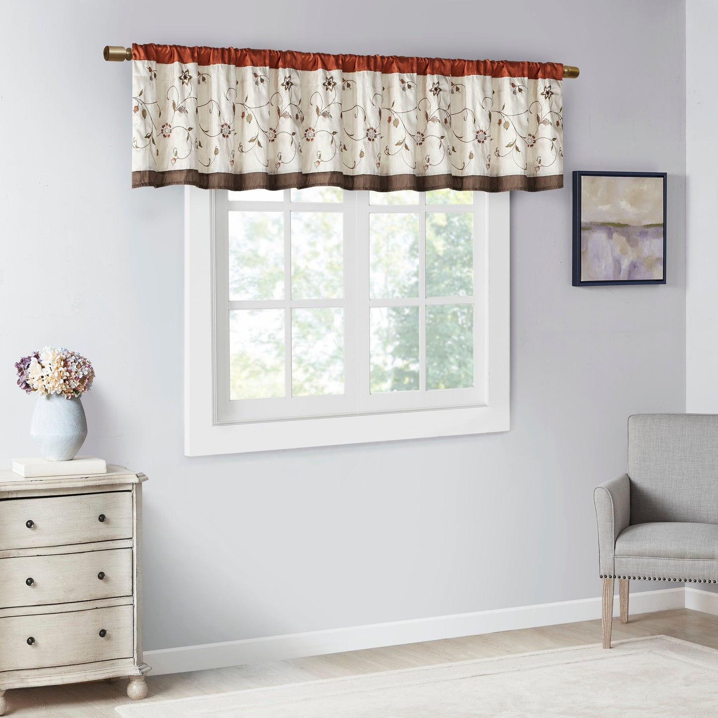 Madison Park Embroidered Window Valance