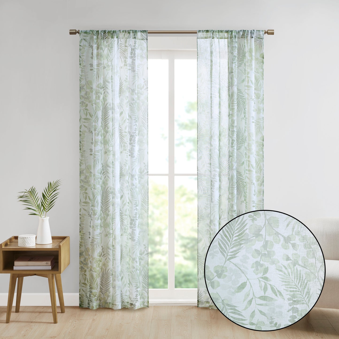 Madison Park Botanical Printed Texture Sheer Window Pair