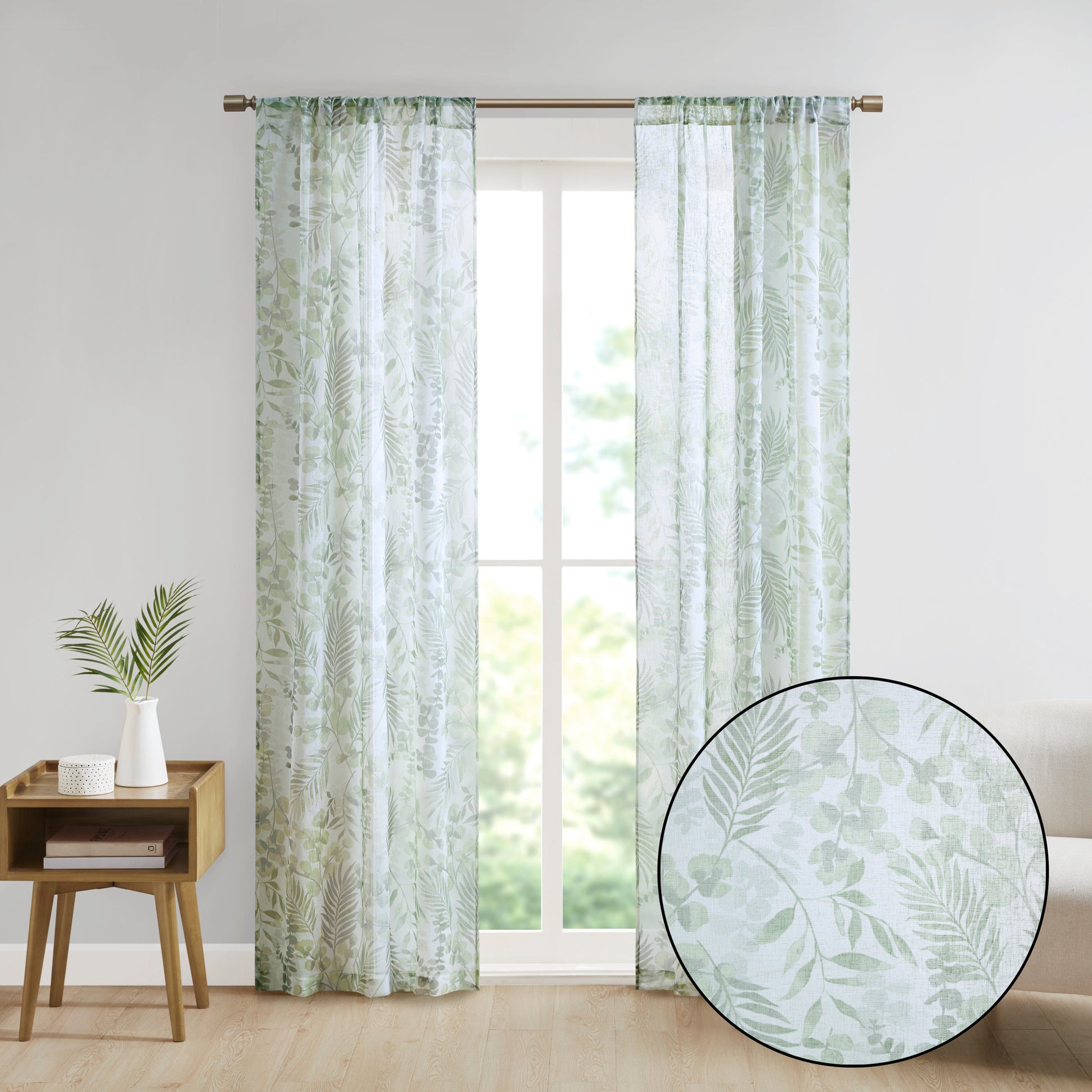 Madison Park Botanical Printed Texture Sheer Window Pair