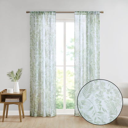 Madison Park Botanical Printed Texture Sheer Window Pair