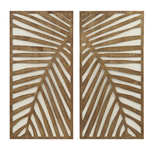 Birch Palms Two-tone Wood Panel Wall Décor Set