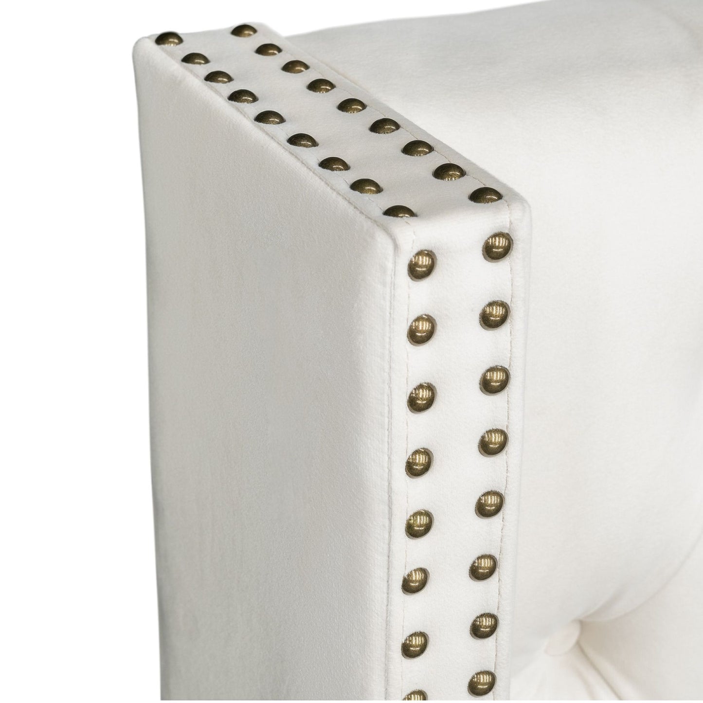 Amelia Upholstered Wingback Headboard with Button Tufting & Nailhead Trim