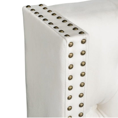 Amelia Upholstered Wingback Headboard with Button Tufting & Nailhead Trim