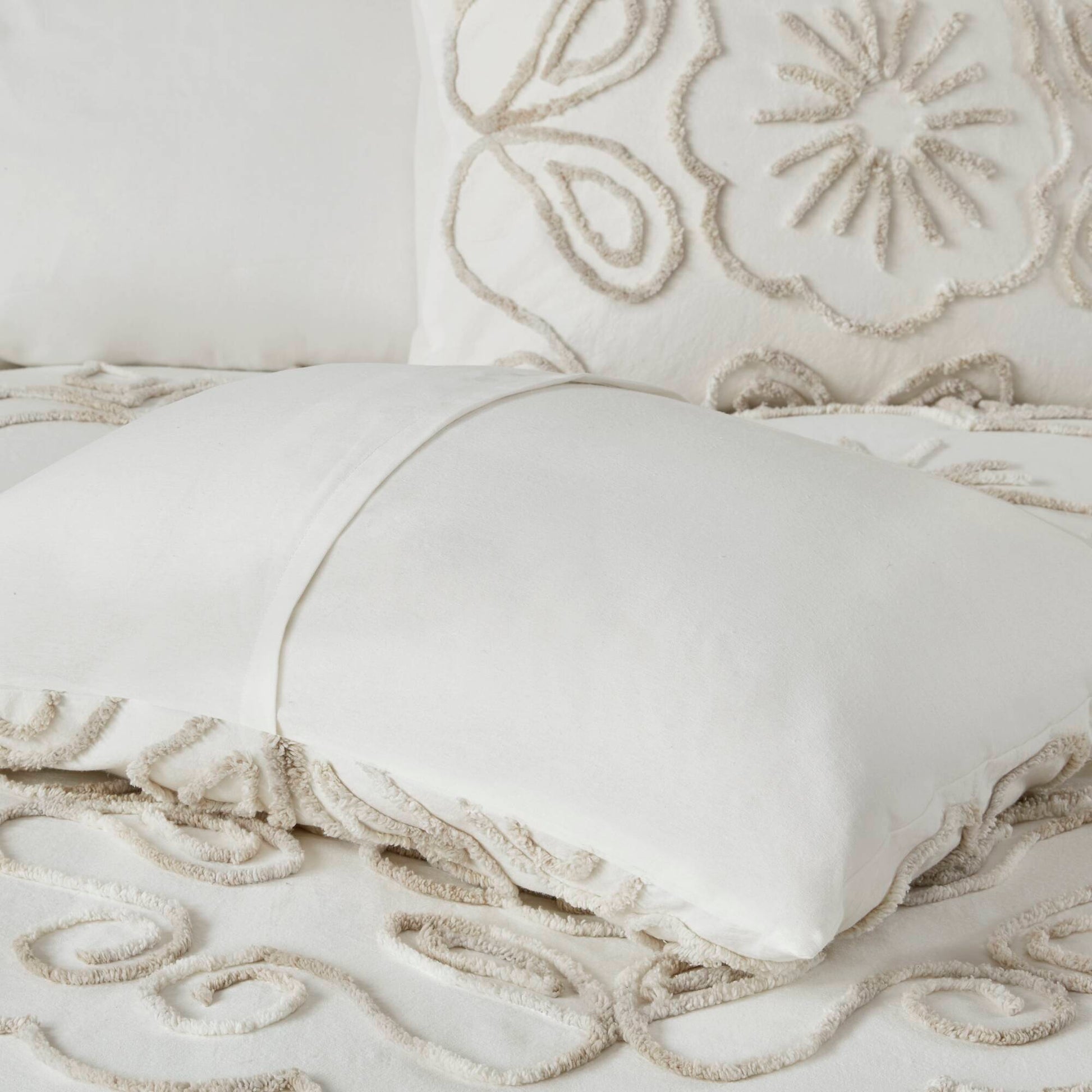 Madison Park 3 Piece Tufted Cotton Chenille Duvet Cover Set