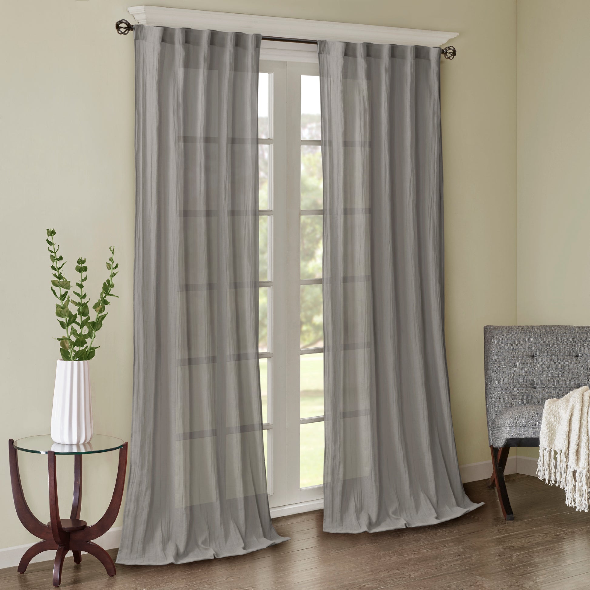 Madison Park Solid Crushed Curtain Panel Pair
