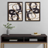 Moving Midas Gold Foil Abstract 2-piece Framed Canvas Wall Art Set