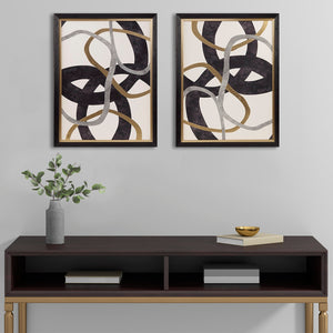 Moving Midas Gold Foil Abstract 2-piece Framed Canvas Wall Art Set