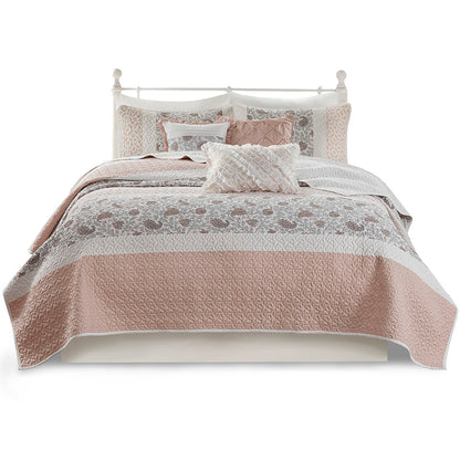 Madison Park 6 Piece Cotton Percale Quilt Set with Throw Pillows