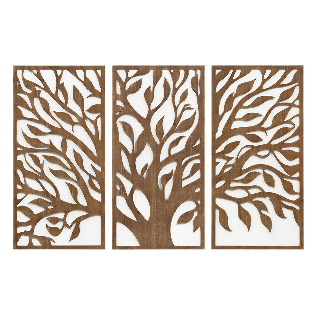 Madison Park Birch Botanical Two-tone 3-piece Wood Panel Wall Decor Set