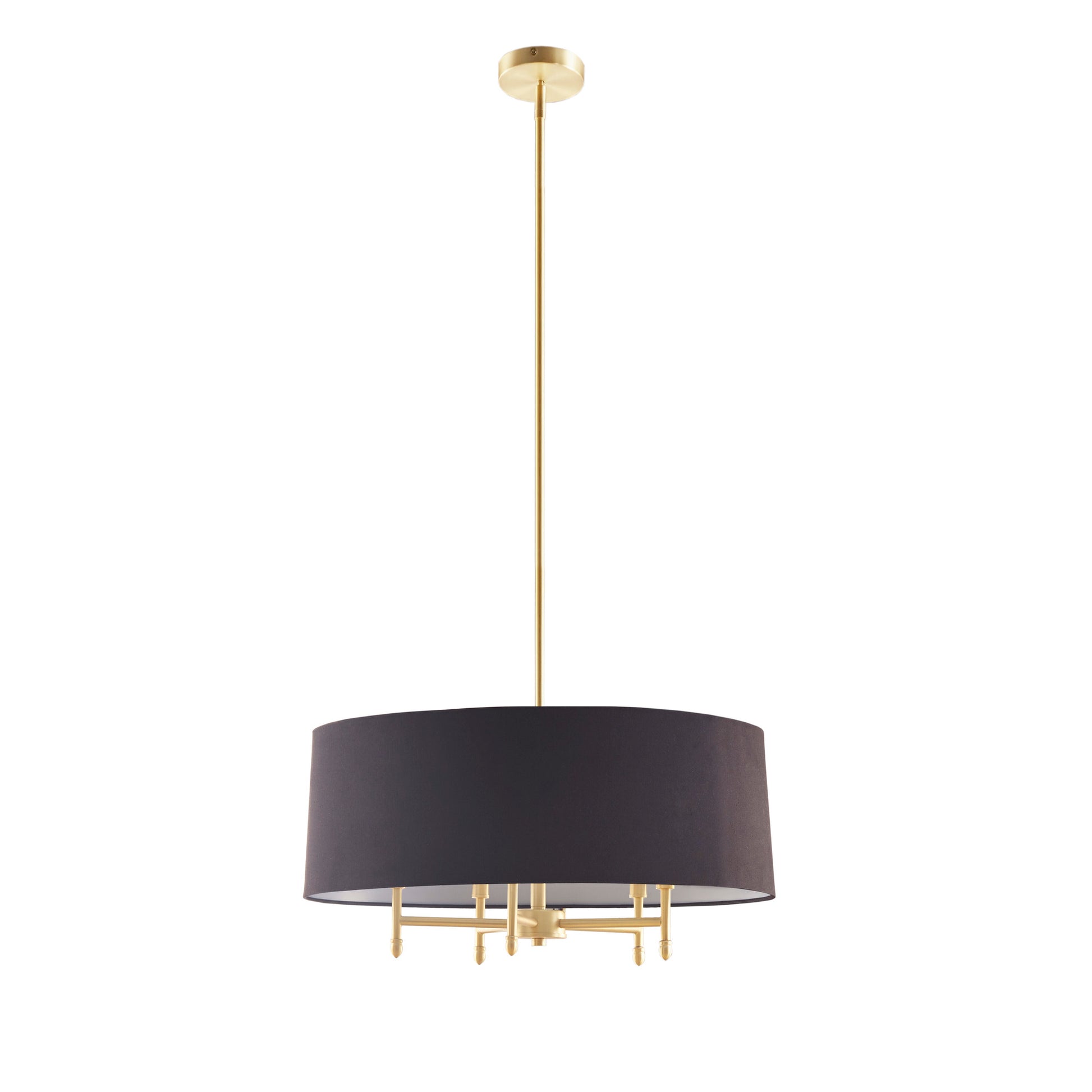 Hampton Hill Presidio 5-Light Dimmable Chandelier with Drum-shaped Fabric Shade & Adjustable Height