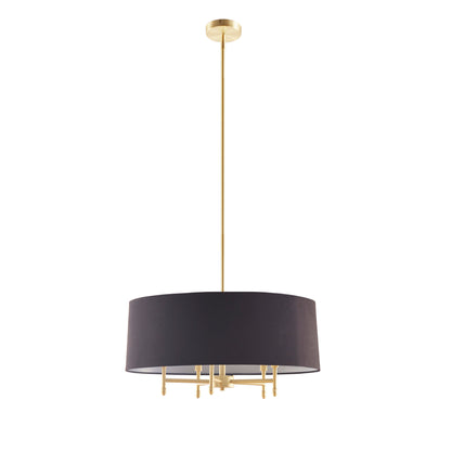 Hampton Hill Presidio 5-Light Dimmable Chandelier with Drum-shaped Fabric Shade & Adjustable Height