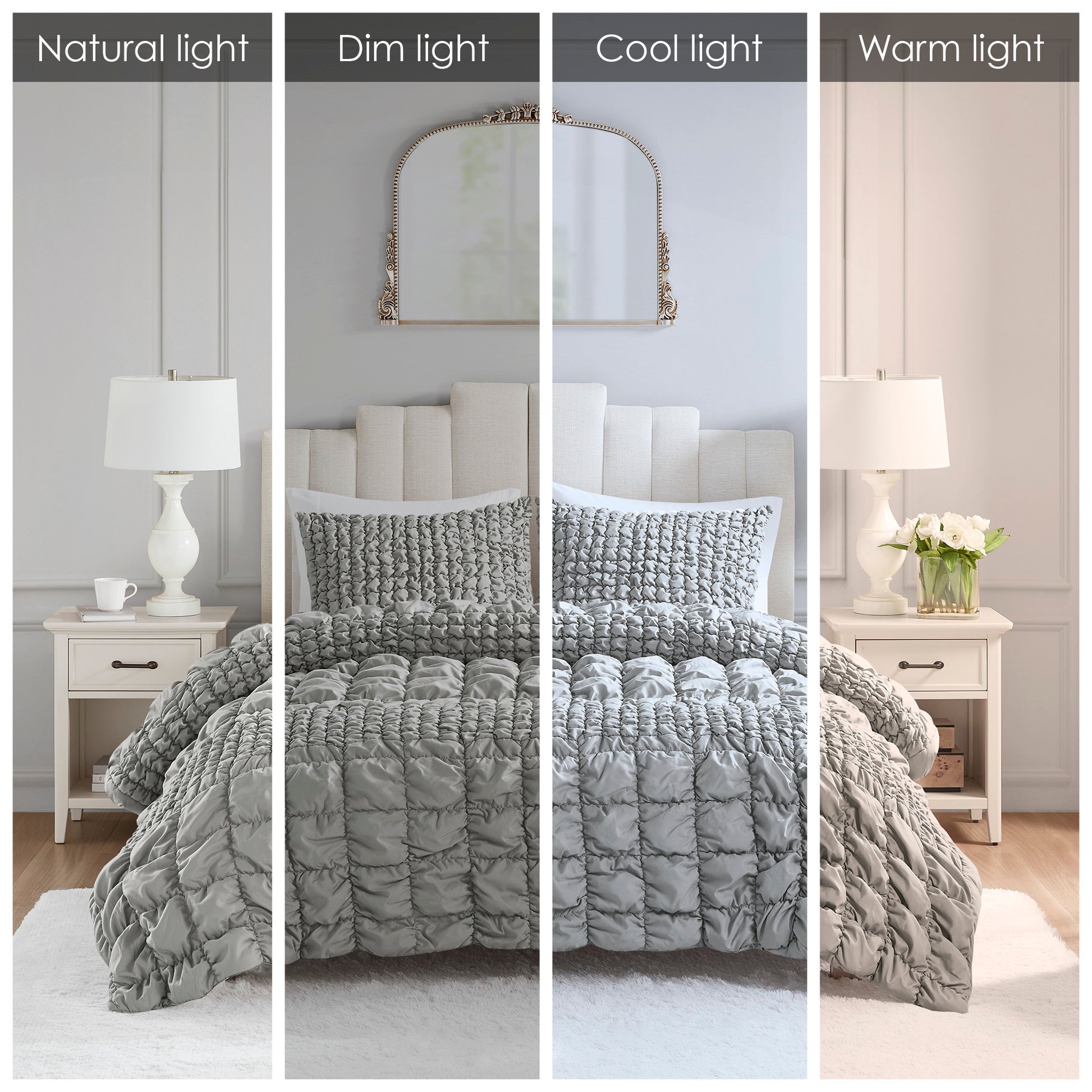 Madison Park 3 Piece Stripe Ruched Comforter Set