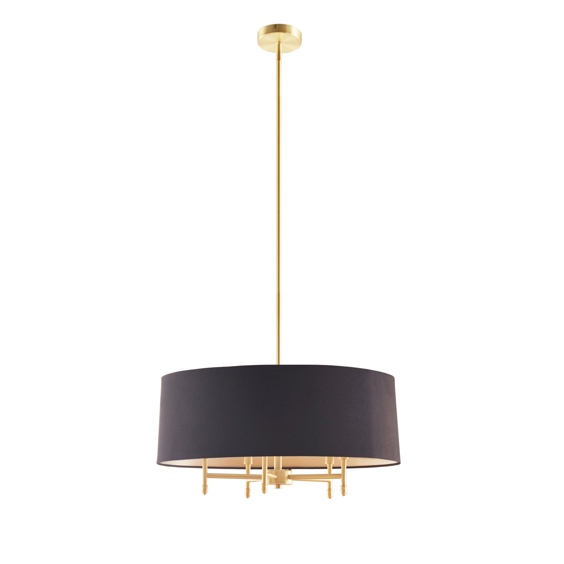 Hampton Hill Presidio 5-Light Dimmable Chandelier with Drum-shaped Fabric Shade & Adjustable Height