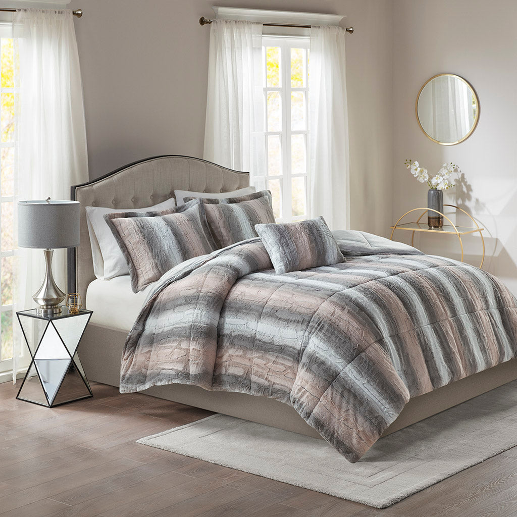 Madison Park 4PC Faux Fur Comforter Set