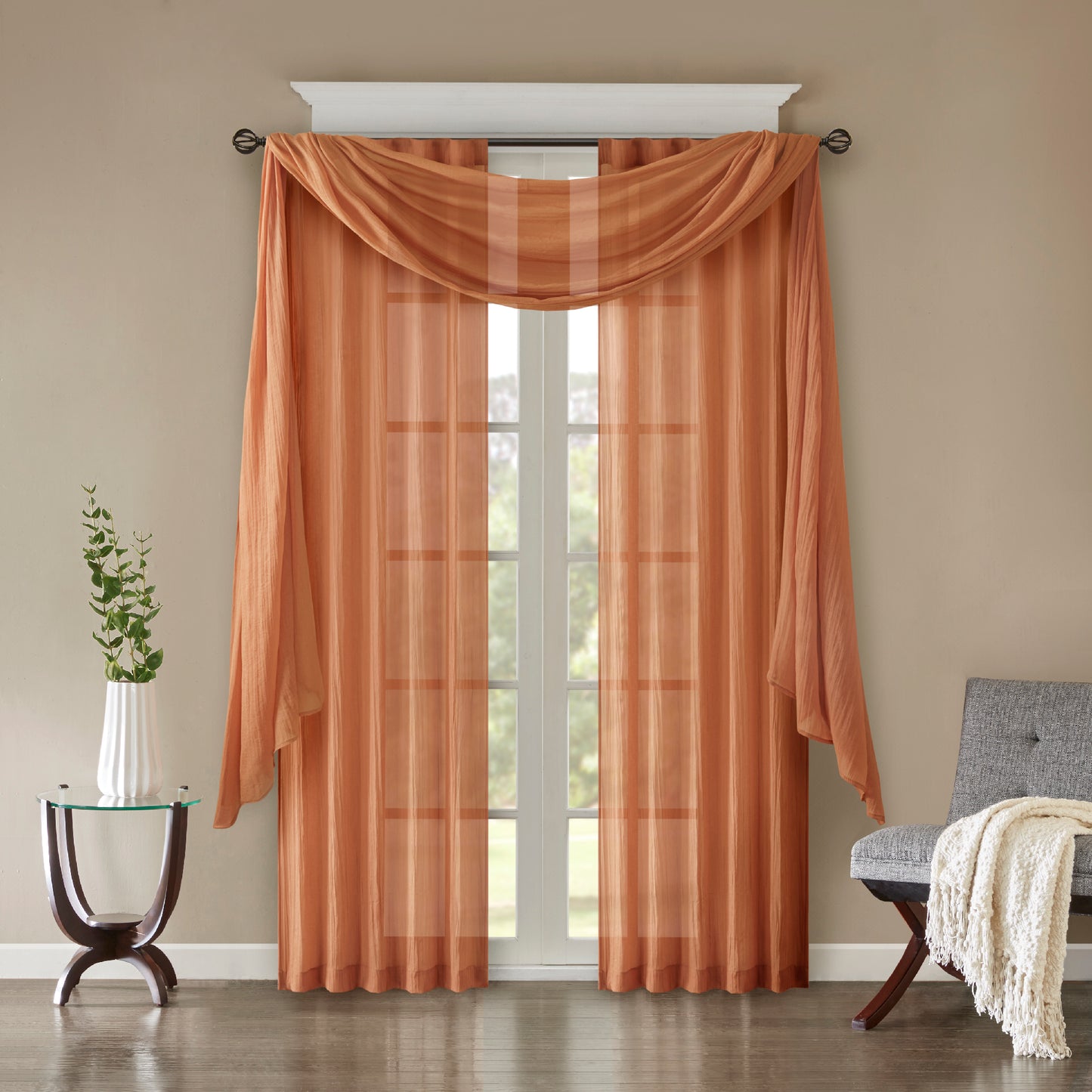 Madison Park Solid Crushed Curtain Panel Pair