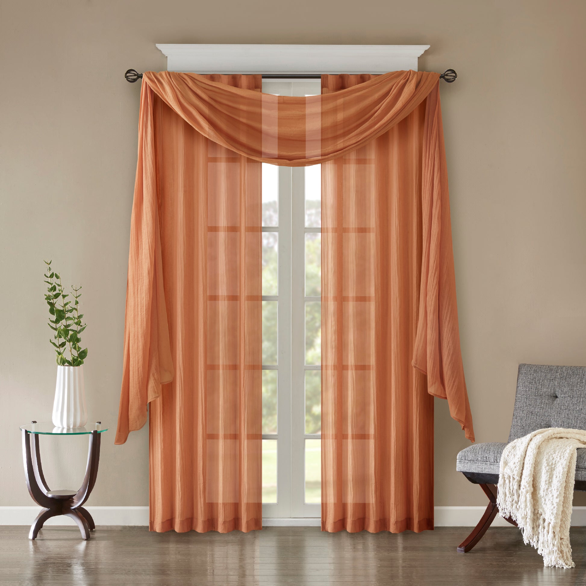 Madison Park Solid Crushed Curtain Panel Pair