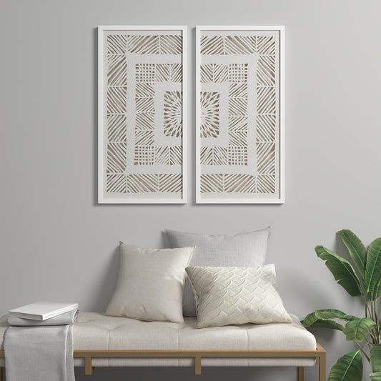 Madison Park Framed Geometric Rice Paper Panel 2-piece Shadowbox Wall Decor Set