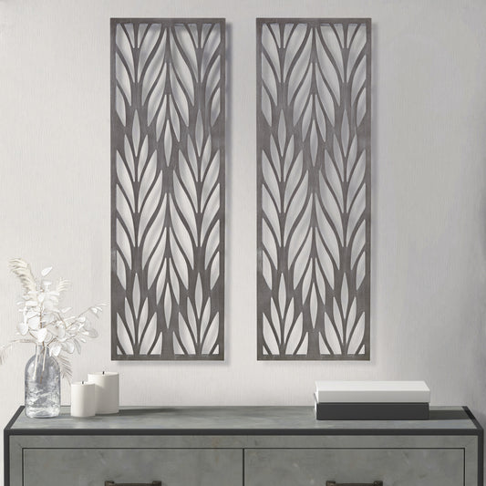 Madison Park Grey Laser Cut Wood 2-piece Panel Wall Decor Set