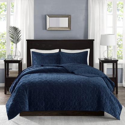 Madison Park 3 Piece Velvet Quilt Set