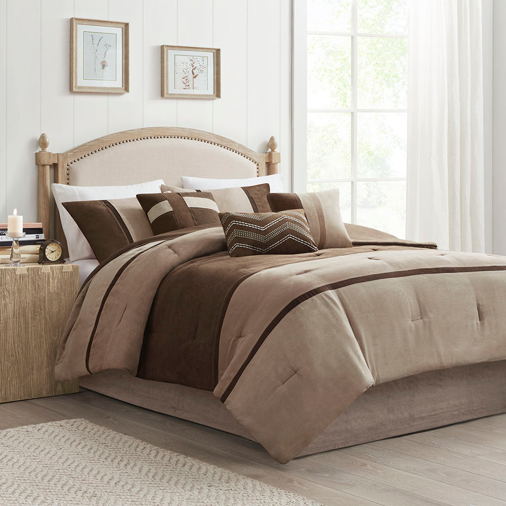 Madison Park 7 Piece Faux Suede Comforter Set