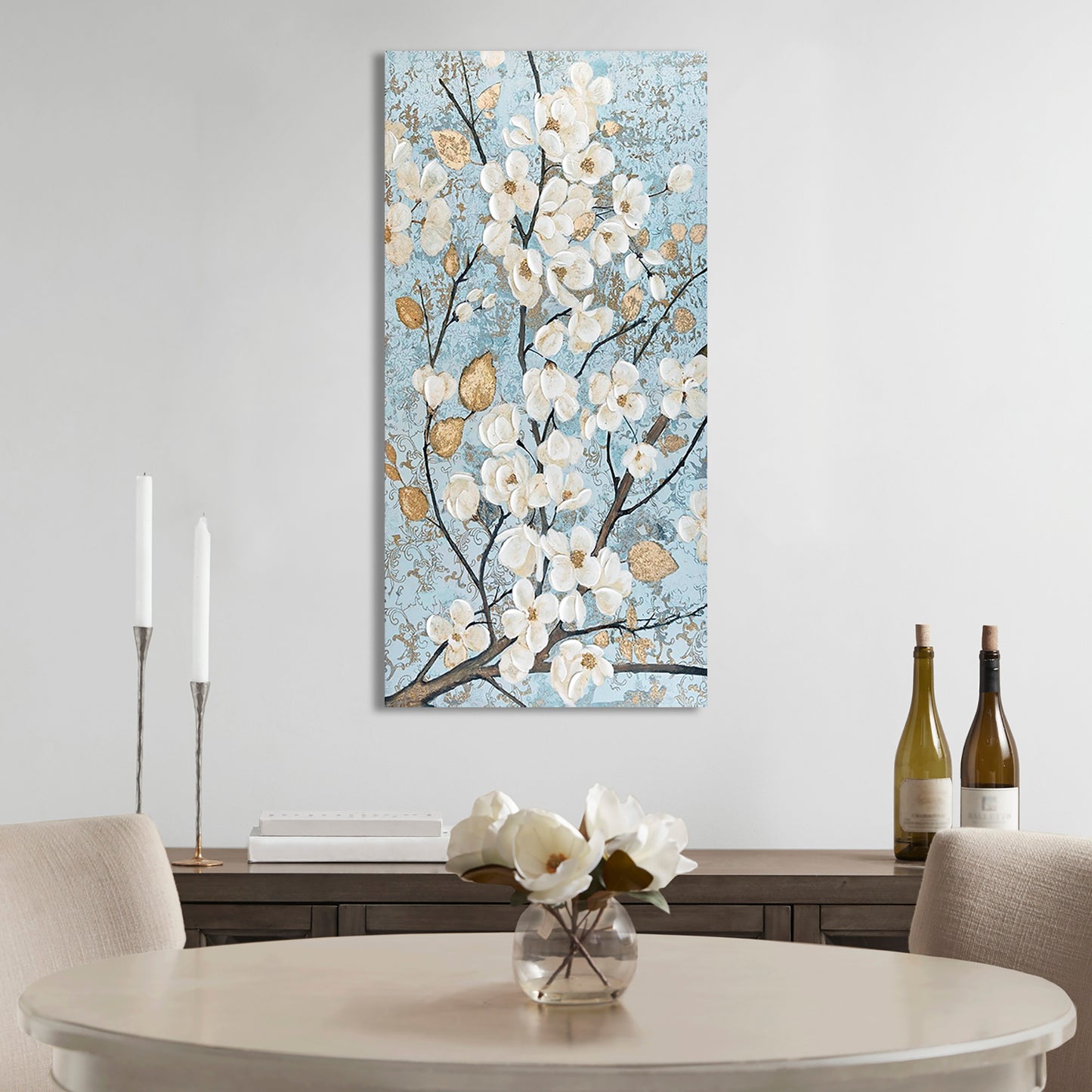 Madison Park Gold Foil and Hand Embellished Floral Canvas Wall Art