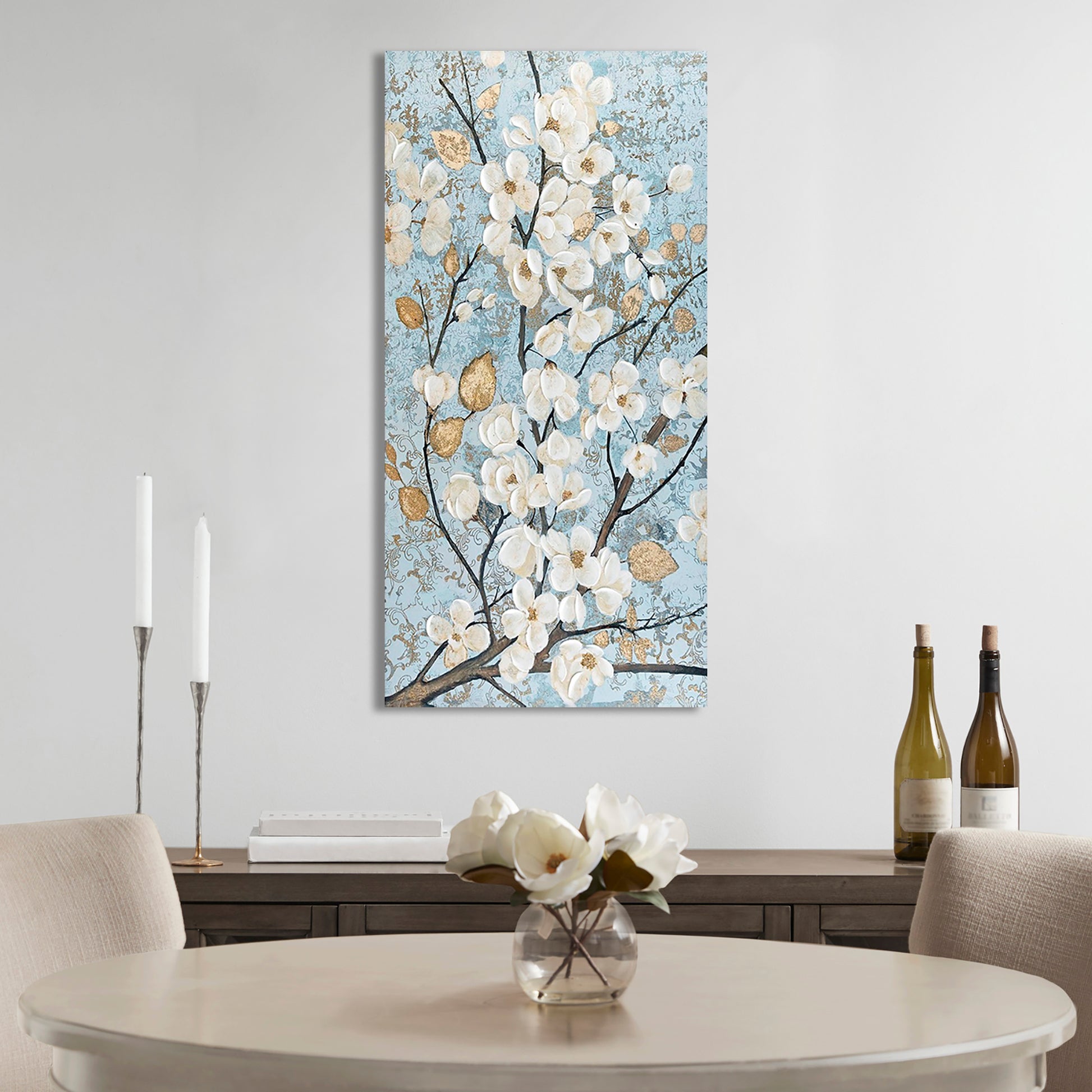 Madison Park Gold Foil and Hand Embellished Floral Canvas Wall Art