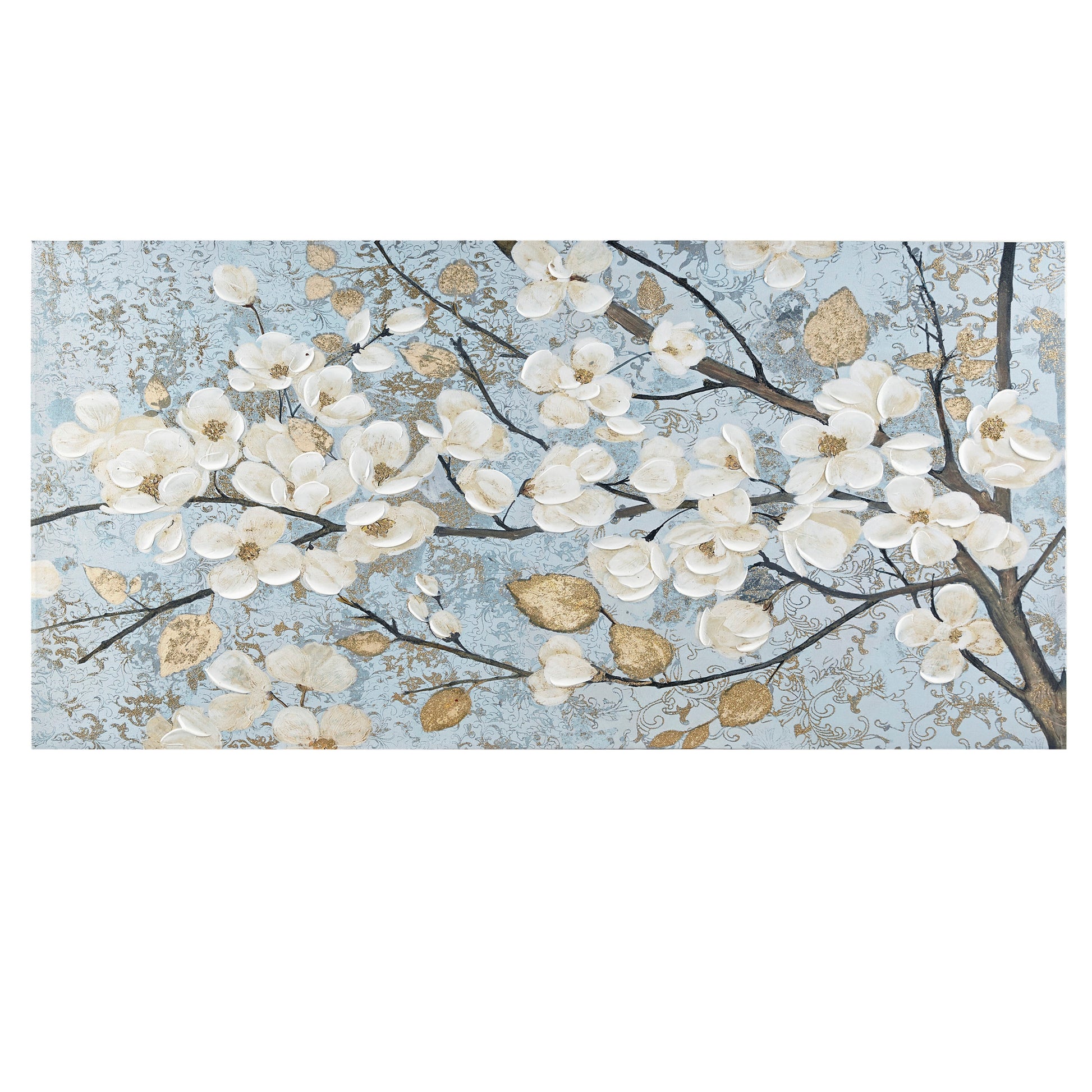 Madison Park Gold Foil and Hand Embellished Floral Canvas Wall Art