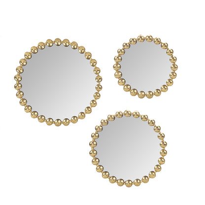 Madison Park Signature Gold Beaded Round Wall Mirror 3-piece set