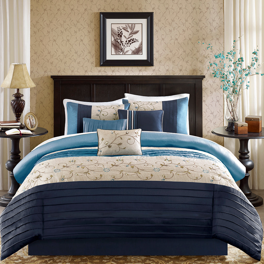 Madison Park Embroidered 7 Piece Comforter Set