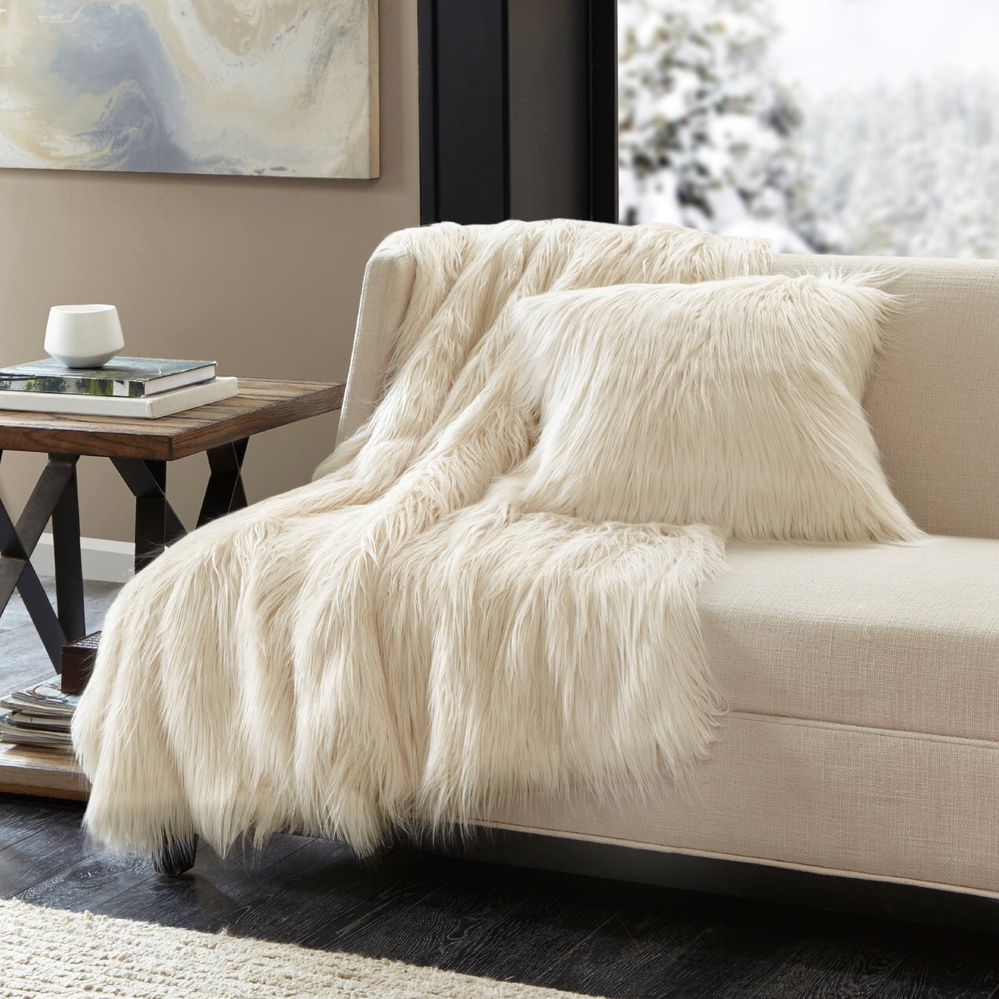 Madison Park Faux Fur Throw