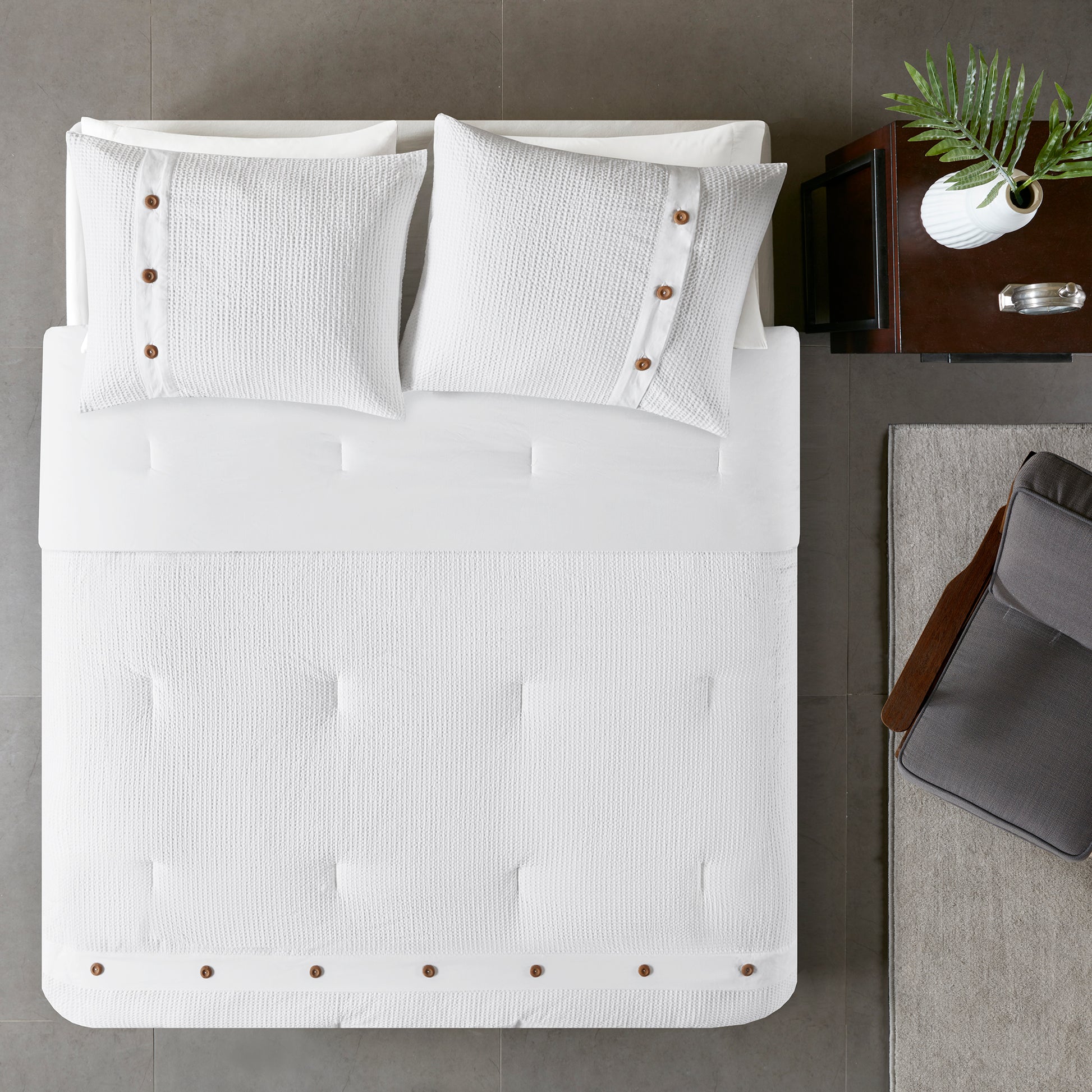 Madison Park 3 Piece Cotton Waffle Weave Comforter set