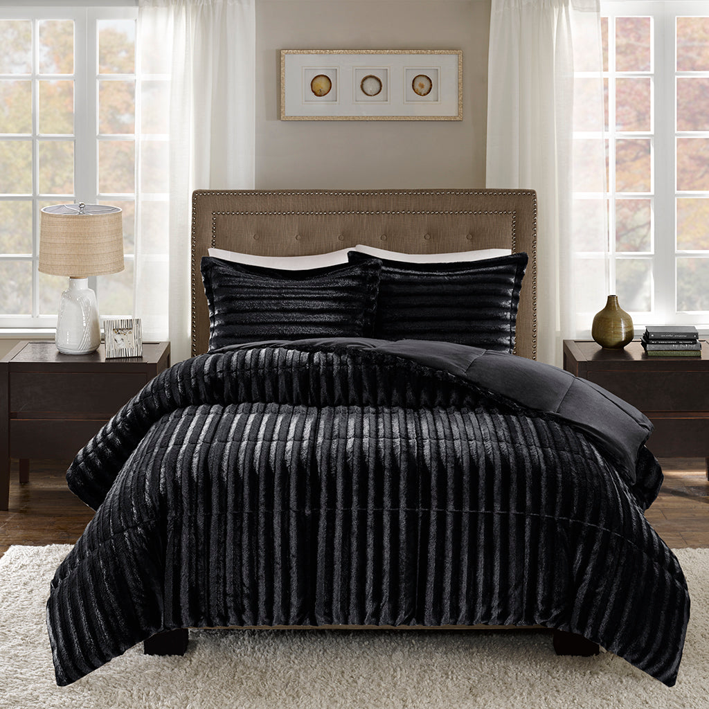 Madison Park Faux Fur Comforter Mini Set