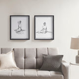 Feminine Figures Sketch 2-Piece Framed Glass and Matted Wall Art Set