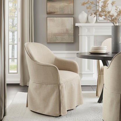 Madison Park Skirted Dining Arm Chair with Casters