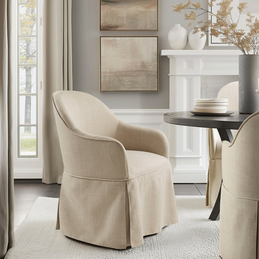 Madison Park Skirted Dining Arm Chair with Casters