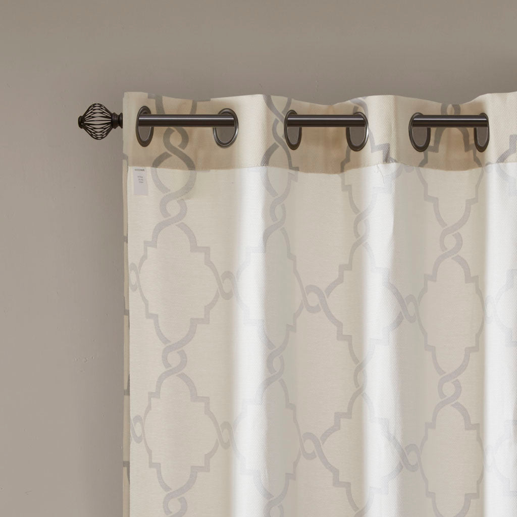 Madison Park Fretwork Print Grommet Top Window Curtain Panel