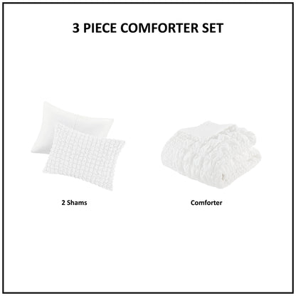 Madison Park 3 Piece Stripe Ruched Comforter Set