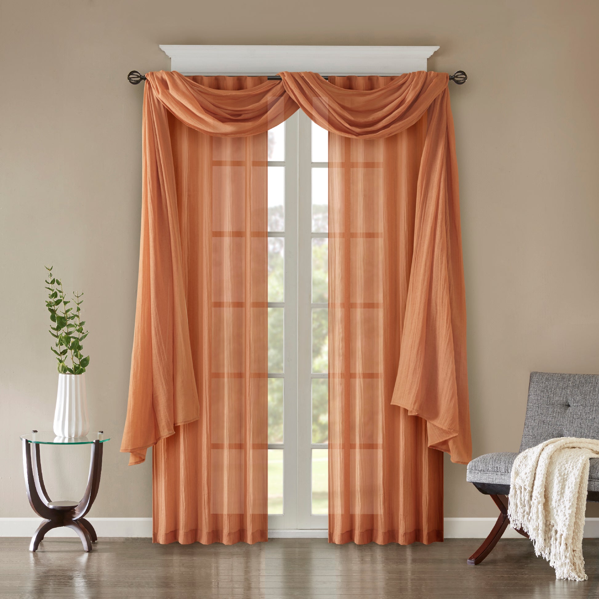 Madison Park Solid Crushed Curtain Panel Pair