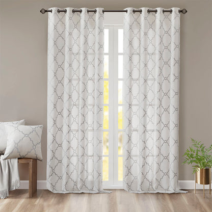 Madison Park Fretwork Print Grommet Top Window Curtain Panel