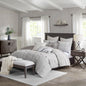 Madison Park Signature Oversized Cotton Clipped Jacquard Comforter Set with Euro Shams and Throw Pillows