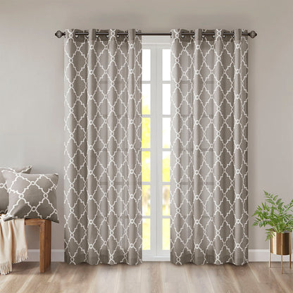 Madison Park Fretwork Print Grommet Top Window Curtain Panel