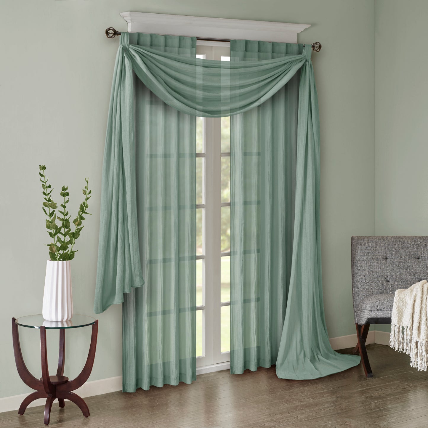 Madison Park Solid Crushed Curtain Panel Pair