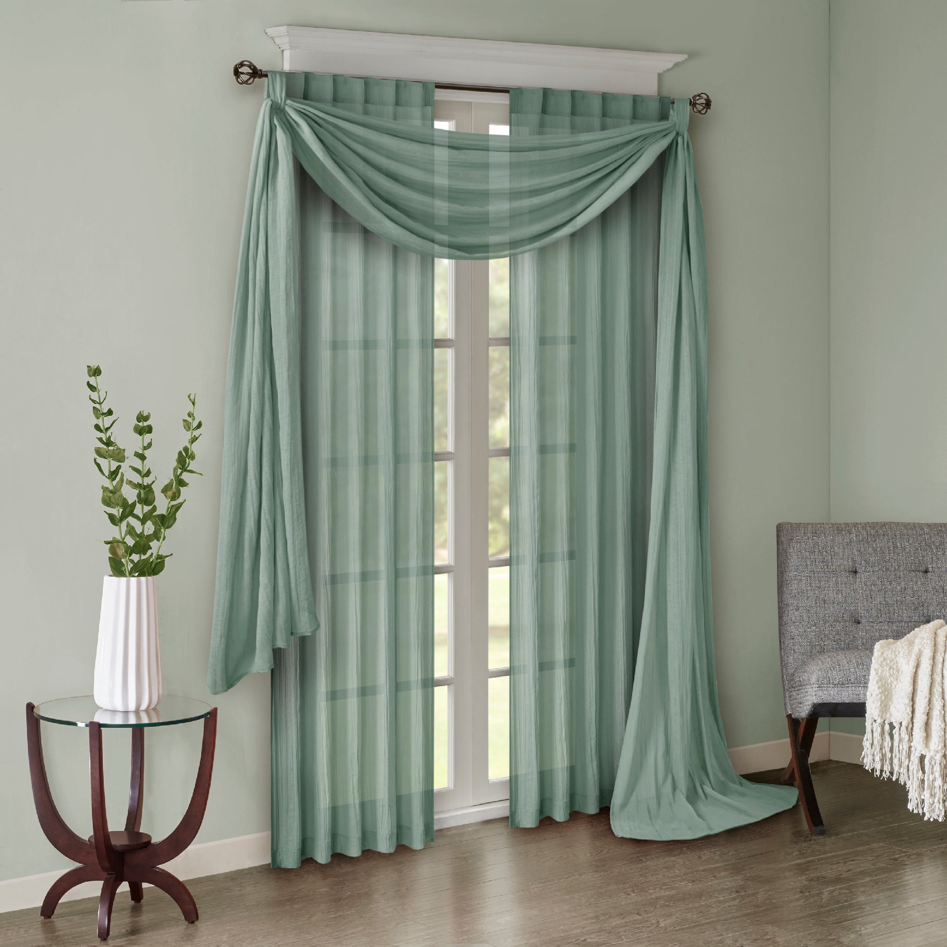 Madison Park Solid Crushed Curtain Panel Pair