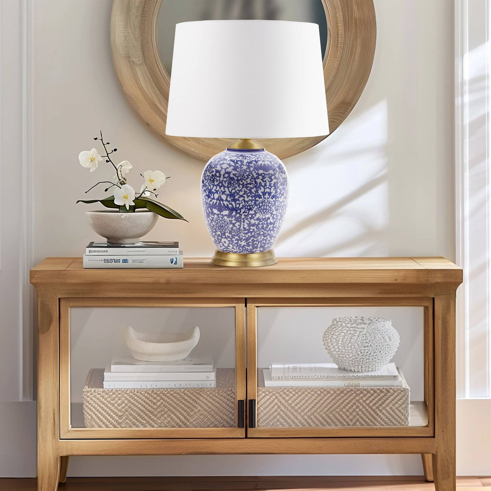 Hampton Hill Blue Ceramic Ginger Jar Table Lamp